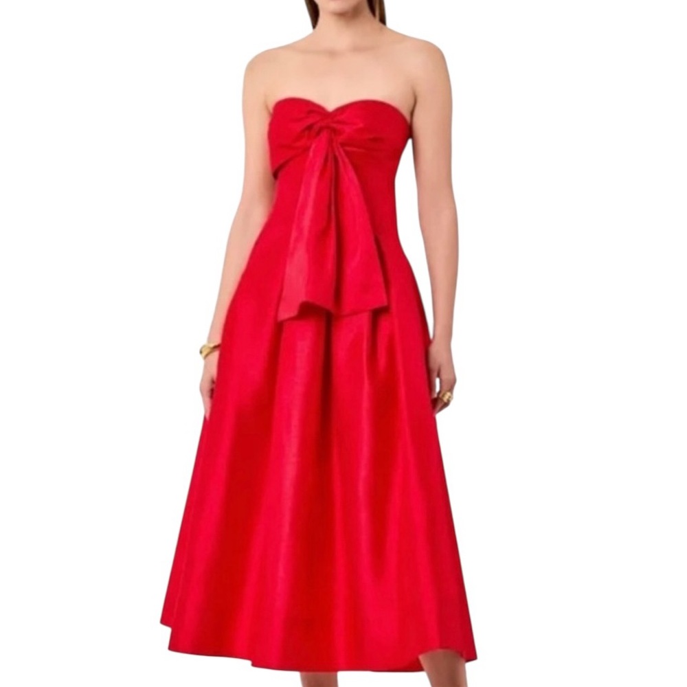 NICHOLAS Chelsea Midi Bow Dress - Poppy Red 6